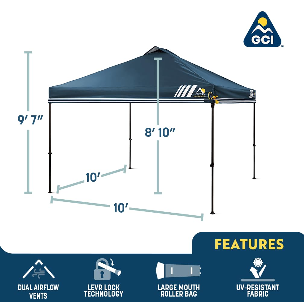GCI Outdoor LevrUp Pop Up Canopy Tent, 8x8, Tan