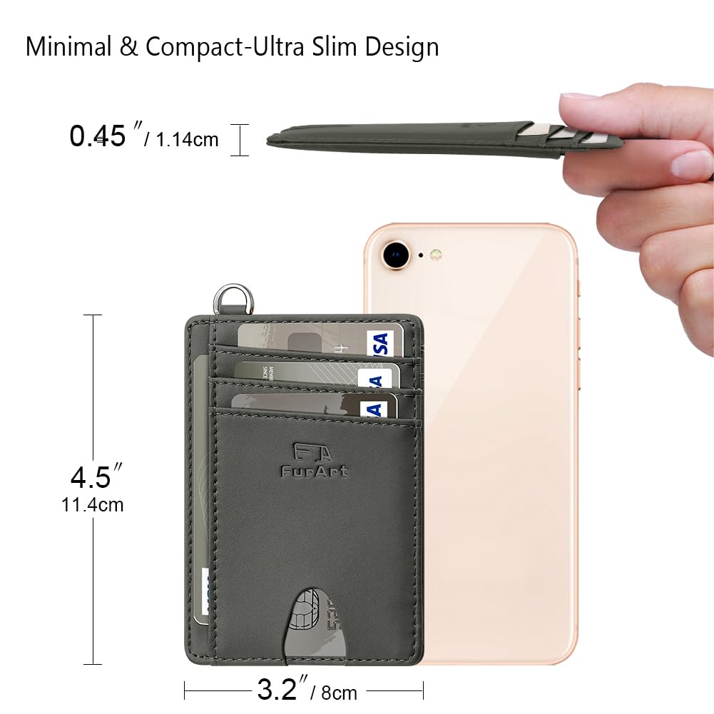 FurArt Slim Minimalist Wallet RFID Credit Card Holder for Men | slim minimalist compact rfid id window thin