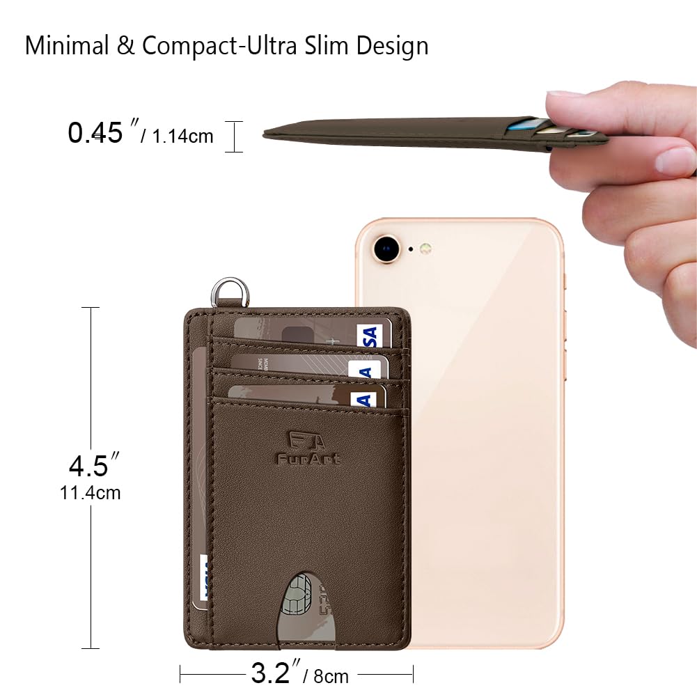 FurArt Slim Minimalist Wallet RFID Credit Card Holder for Men | slim minimalist compact rfid id window thin