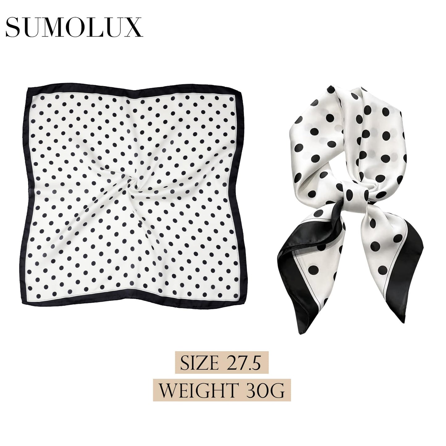 Sumolux Head Hair Scarf for Women Like Satin Silk Scarf Bandana Hair Wrapping Night Large Square Scarves 27.5"