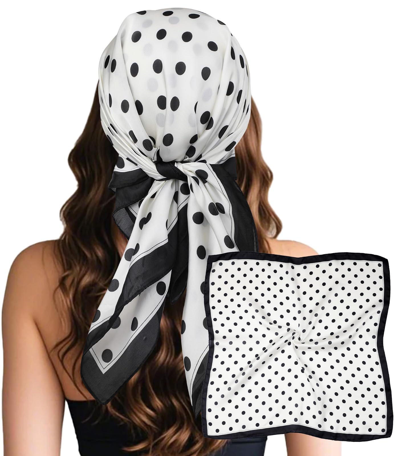 Sumolux Head Hair Scarf for Women Like Satin Silk Scarf Bandana Hair Wrapping Night Large Square Scarves 27.5"