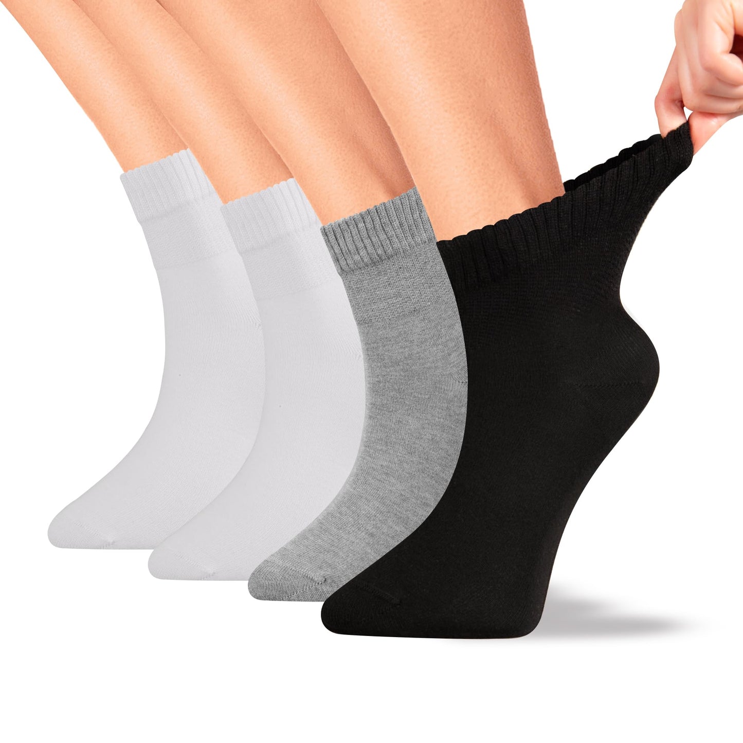 Men Bamboo Diabetic Socks Black Size 9–12,Soft Bamboo Fiber Socks for Sensitive Feet,Daily Wear, 4 Pairs