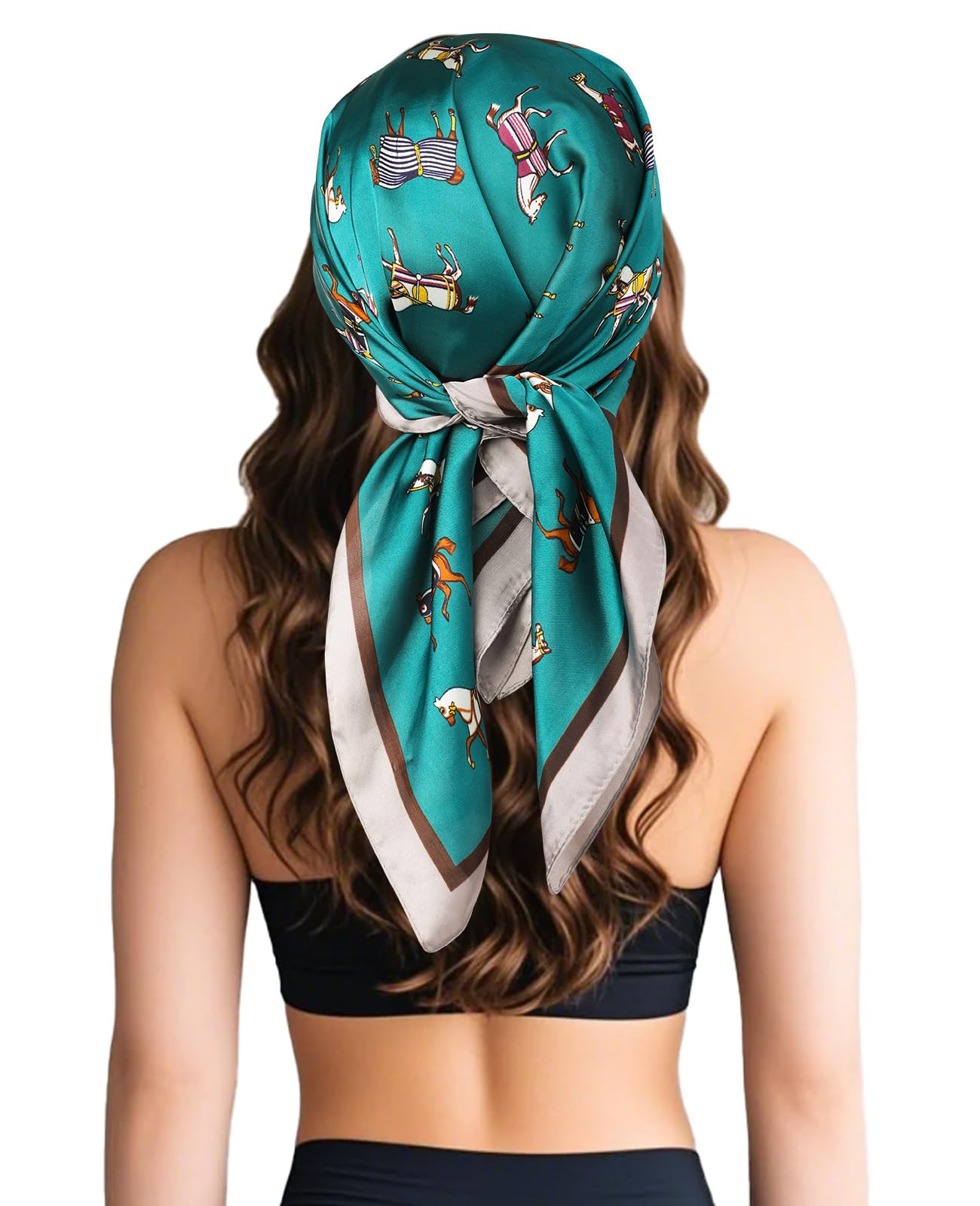 Sumolux Head Hair Scarf for Women Like Satin Silk Scarf Bandana Hair Wrapping Night Large Square Scarves 27.5"
