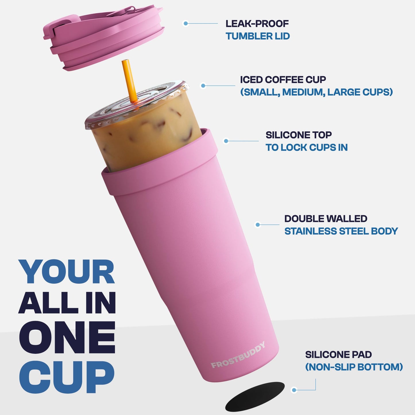 Frost Buddy Togo Buddy 30oz Tumbler (All American Sweetheart) | Double-wall vacuum insulated | Spill-proof flip lid | 18/8 premium stainless steel | Cup-holder friendly