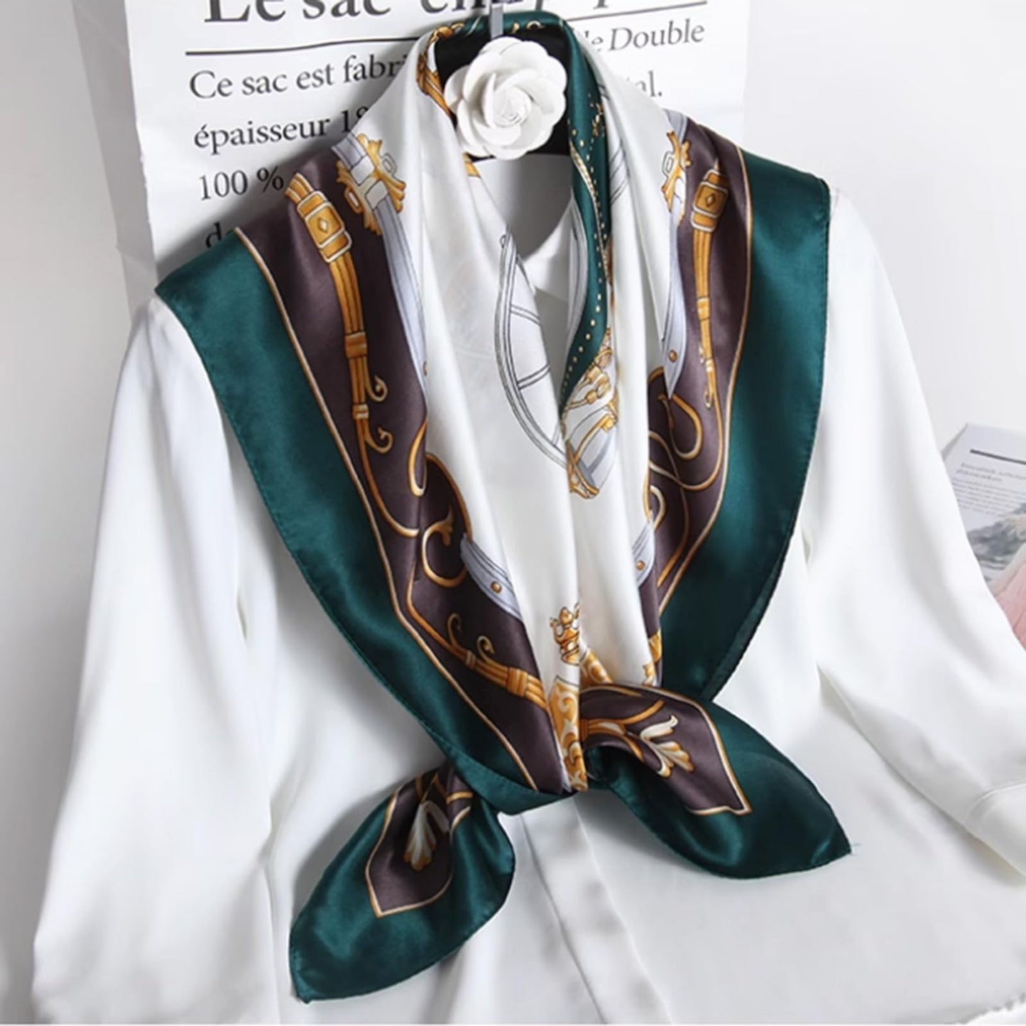 Sumolux Head Hair Scarf for Women Like Satin Silk Scarf Bandana Hair Wrapping Night Large Square Scarves 27.5"