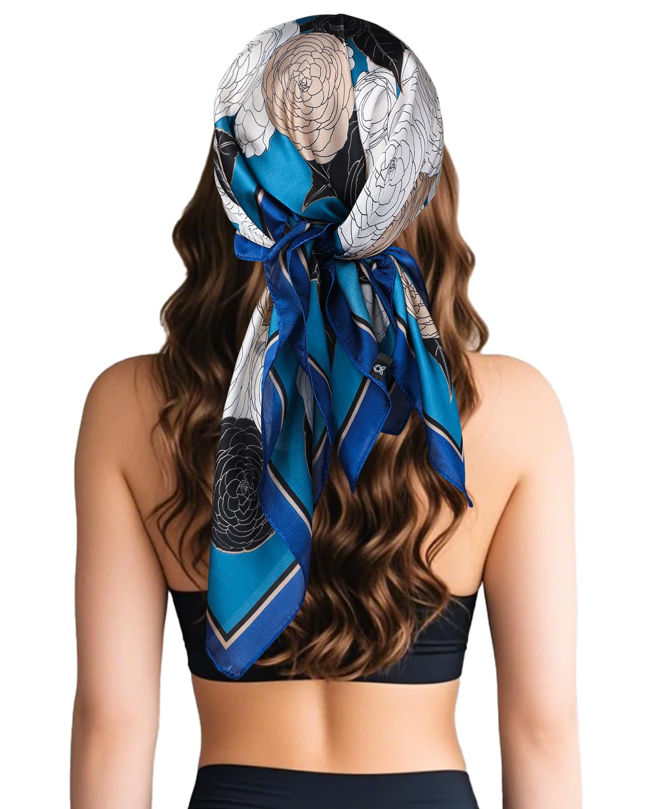 Sumolux Head Hair Scarf for Women Like Satin Silk Scarf Bandana Hair Wrapping Night Large Square Scarves 27.5"
