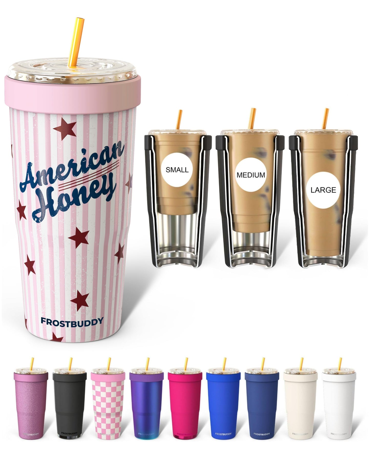 Frost Buddy Togo Buddy 30oz Tumbler (All American Sweetheart) | Double-wall vacuum insulated | Spill-proof flip lid | 18/8 premium stainless steel | Cup-holder friendly