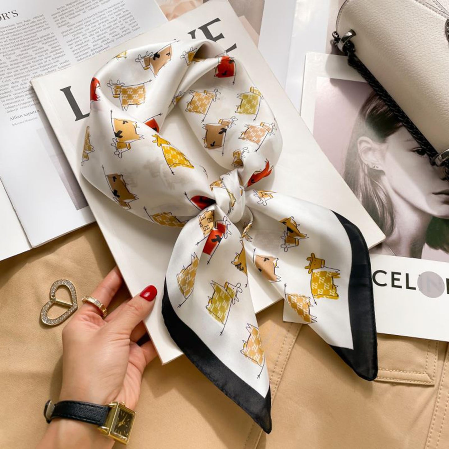 Sumolux Head Hair Scarf for Women Like Satin Silk Scarf Bandana Hair Wrapping Night Large Square Scarves 27.5"