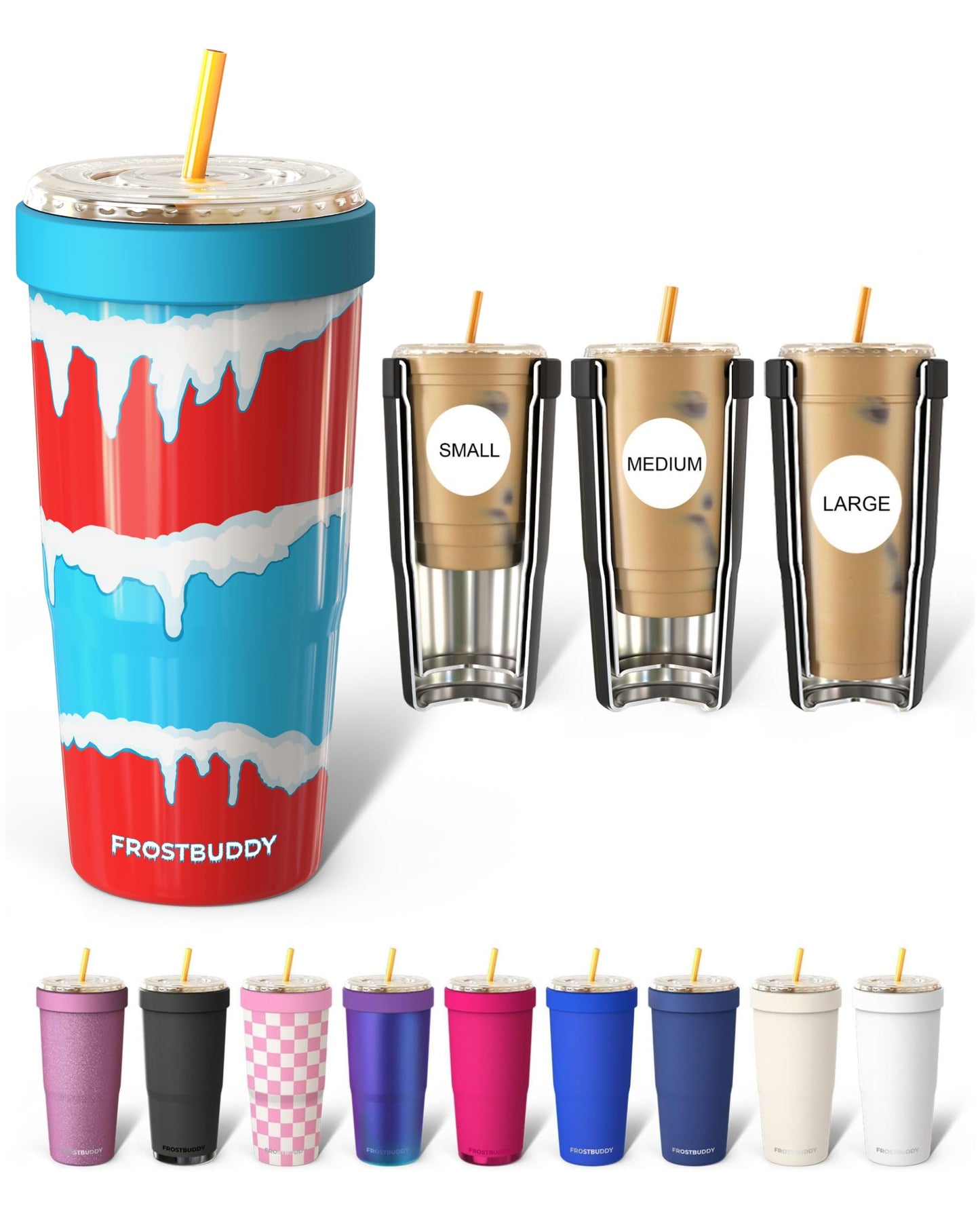 Frost Buddy Togo Buddy 30oz Tumbler (All American Sweetheart) | Double-wall vacuum insulated | Spill-proof flip lid | 18/8 premium stainless steel | Cup-holder friendly