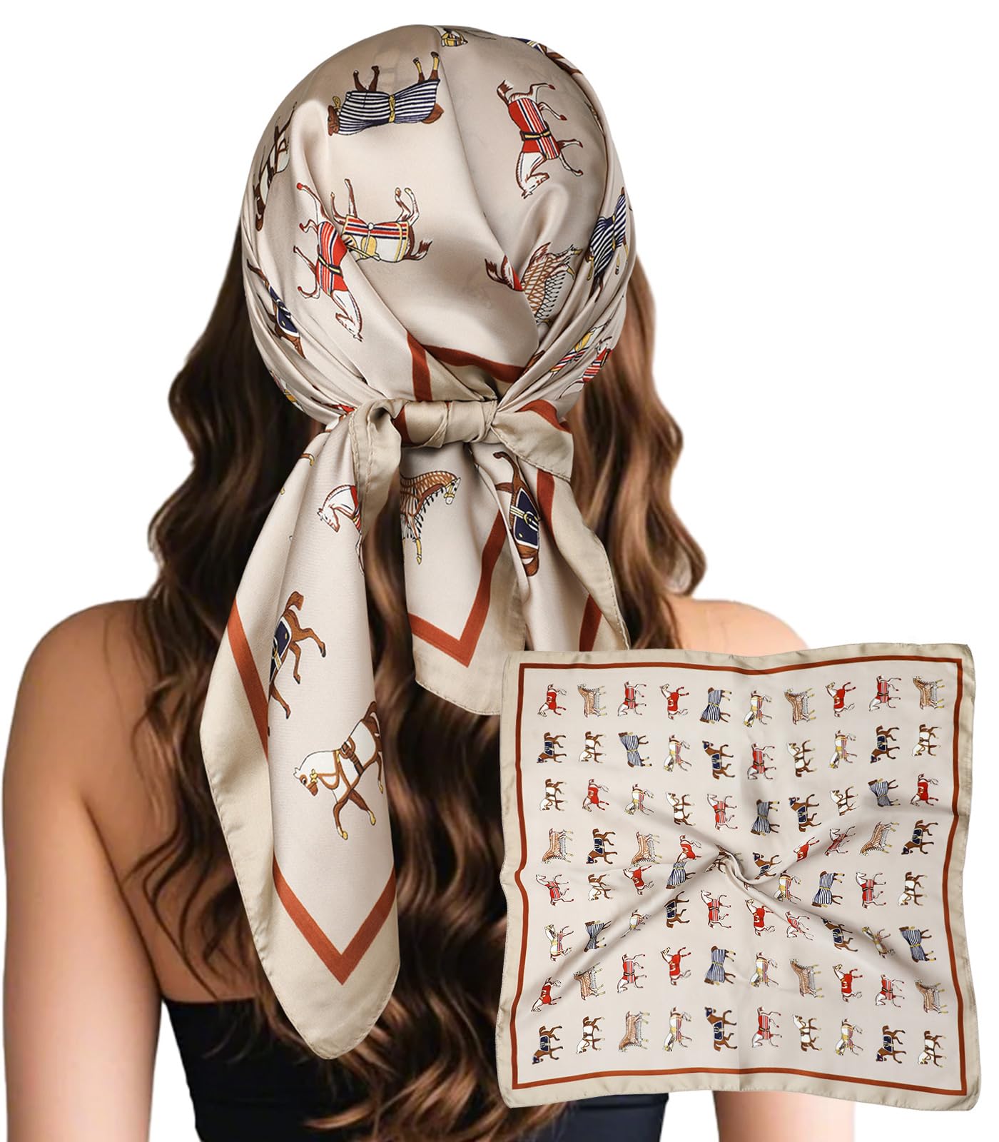 Sumolux Head Hair Scarf for Women Like Satin Silk Scarf Bandana Hair Wrapping Night Large Square Scarves 27.5"