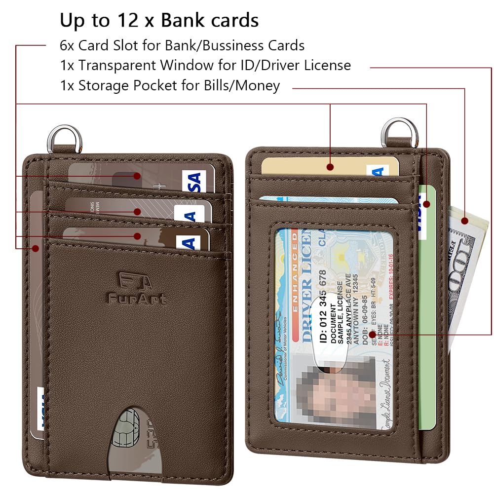 FurArt Slim Minimalist Wallet RFID Credit Card Holder for Men | slim minimalist compact rfid id window thin