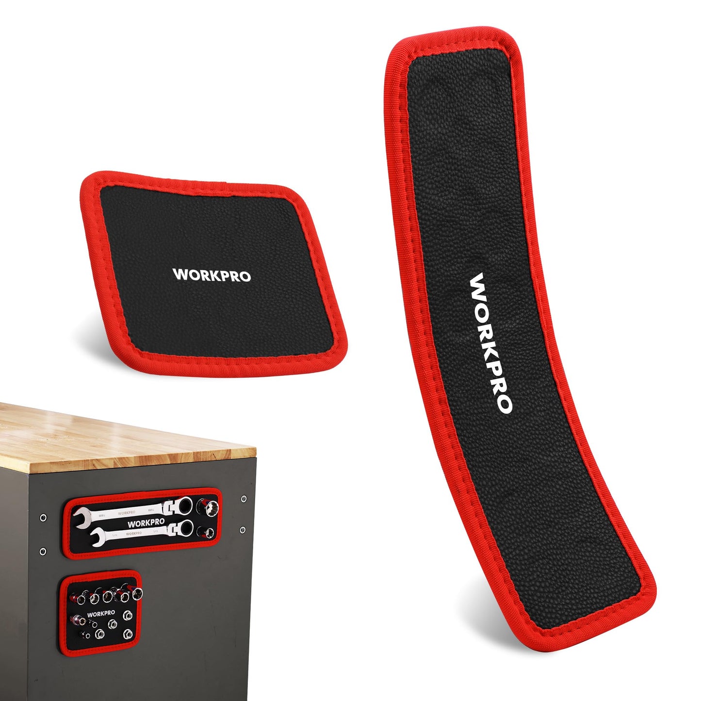 WORKPRO 2-Piece Magnetic Tool Mat, Flexible Magnetic Tool Holder Tray with PVC Surface for Garage, Workshop and Auto Repair