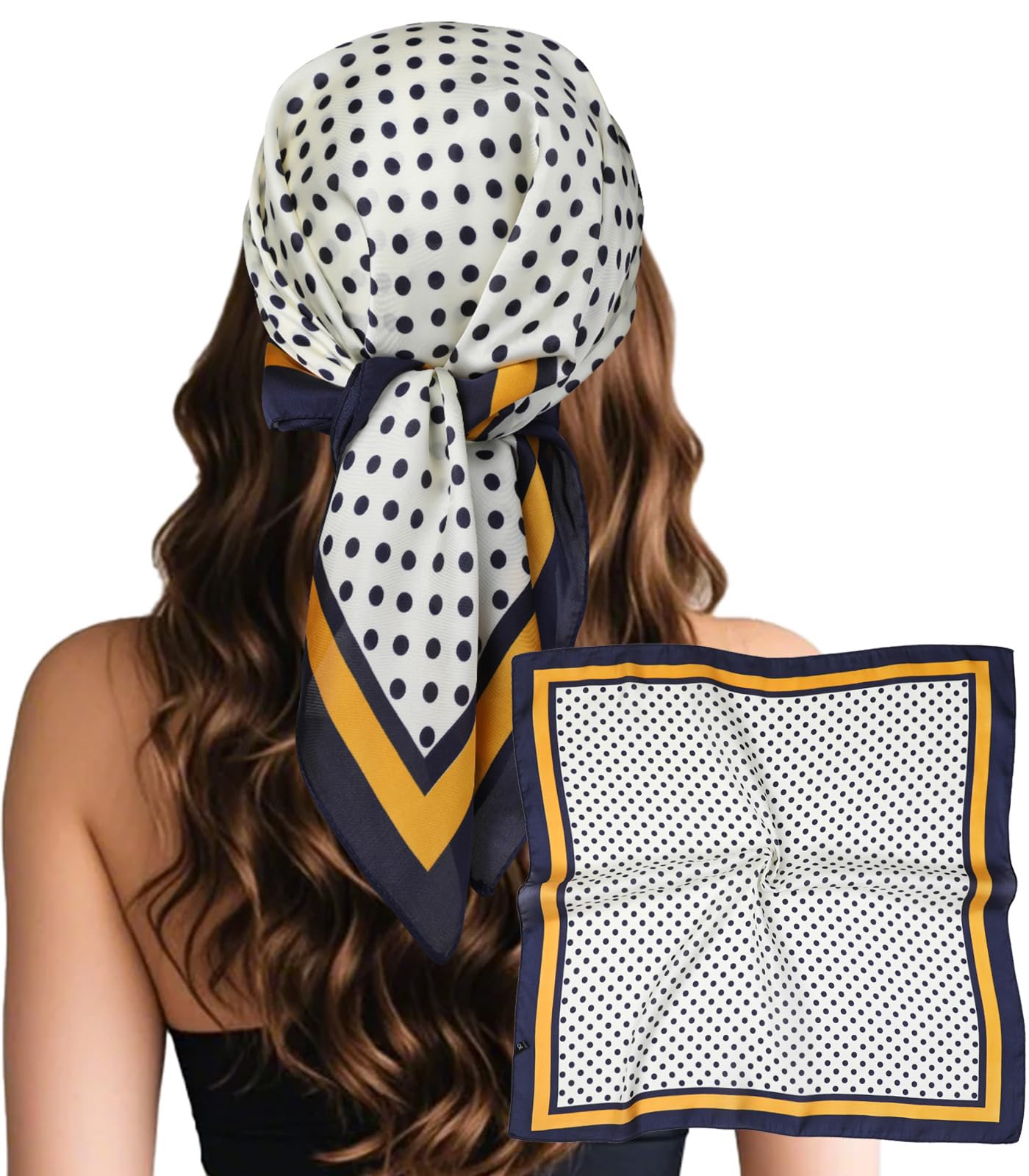 Sumolux Head Hair Scarf for Women Like Satin Silk Scarf Bandana Hair Wrapping Night Large Square Scarves 27.5"