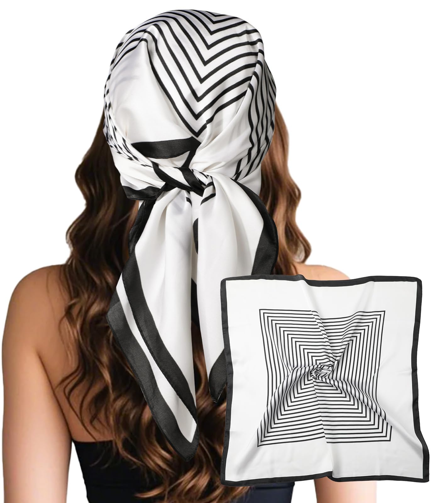 Sumolux Head Hair Scarf for Women Like Satin Silk Scarf Bandana Hair Wrapping Night Large Square Scarves 27.5"