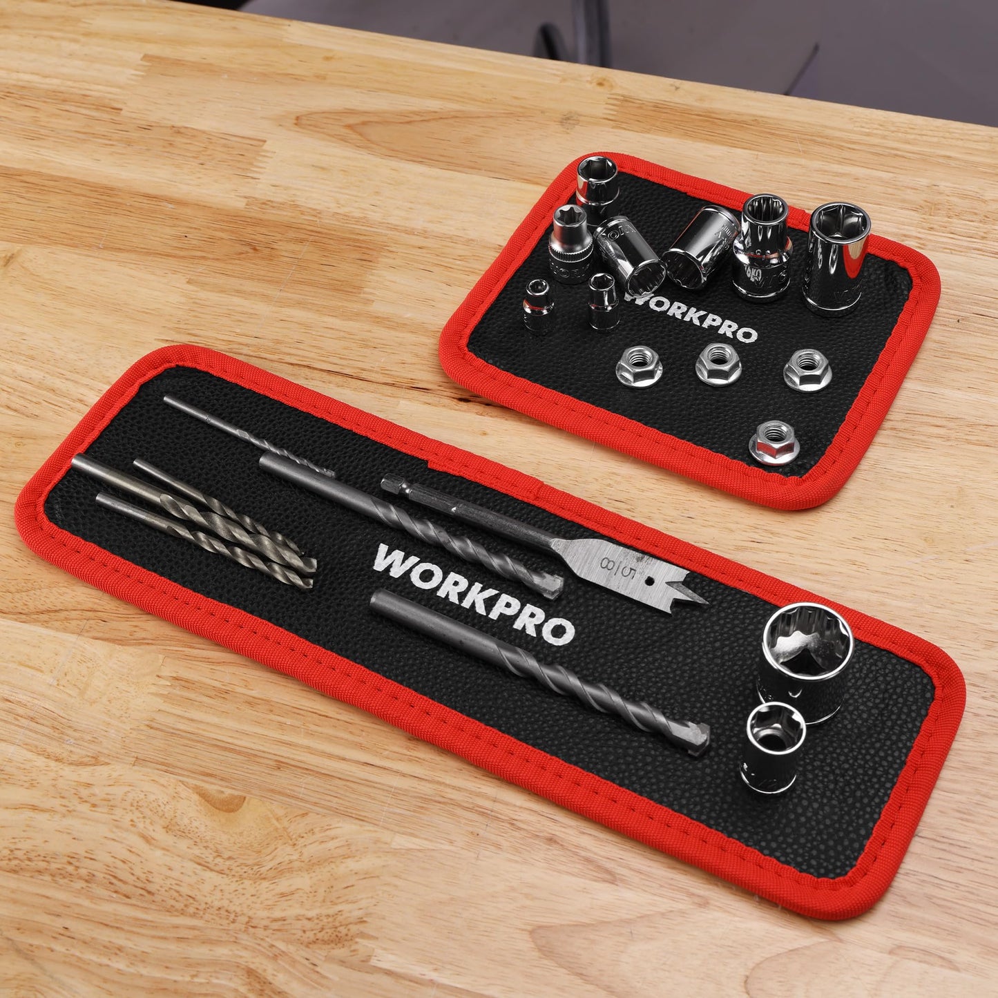 WORKPRO 2-Piece Magnetic Tool Mat, Flexible Magnetic Tool Holder Tray with PVC Surface for Garage, Workshop and Auto Repair