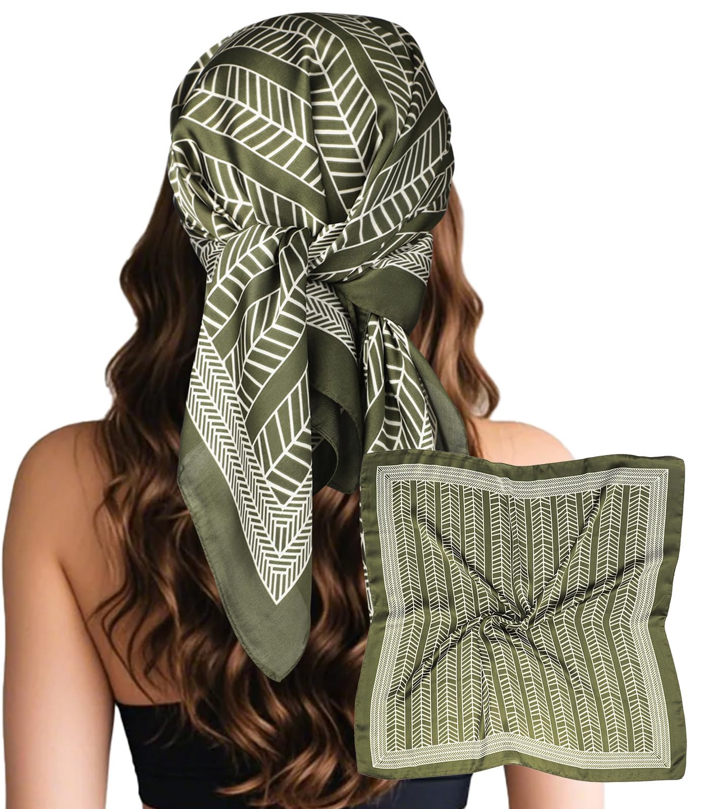 Sumolux Head Hair Scarf for Women Like Satin Silk Scarf Bandana Hair Wrapping Night Large Square Scarves 27.5"