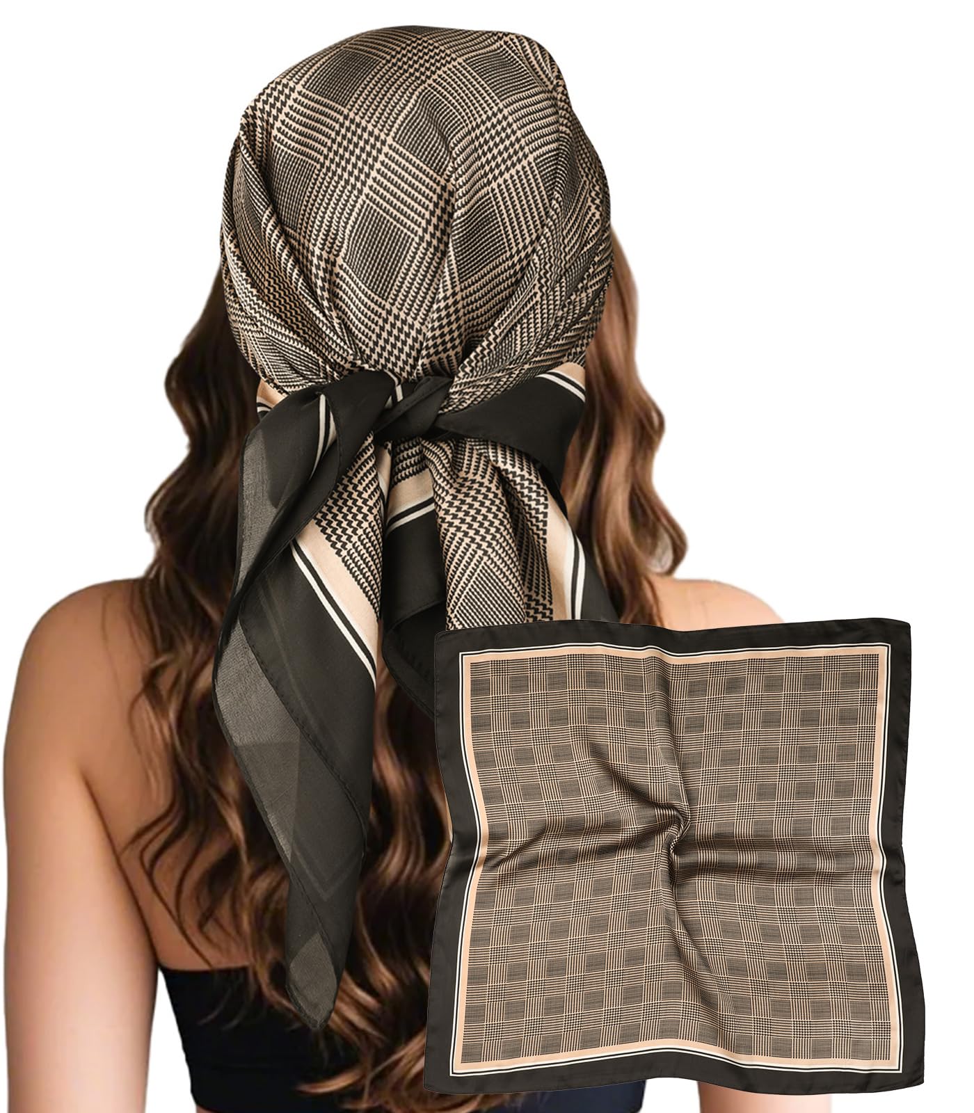 Sumolux Head Hair Scarf for Women Like Satin Silk Scarf Bandana Hair Wrapping Night Large Square Scarves 27.5"