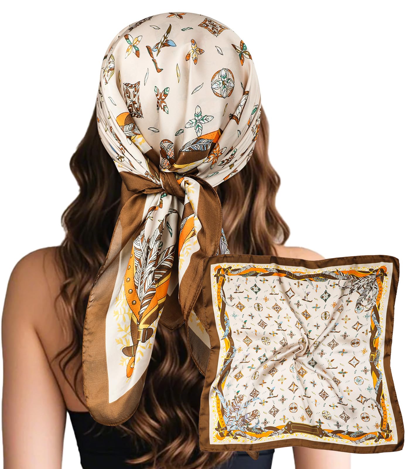 Sumolux Head Hair Scarf for Women Like Satin Silk Scarf Bandana Hair Wrapping Night Large Square Scarves 27.5"