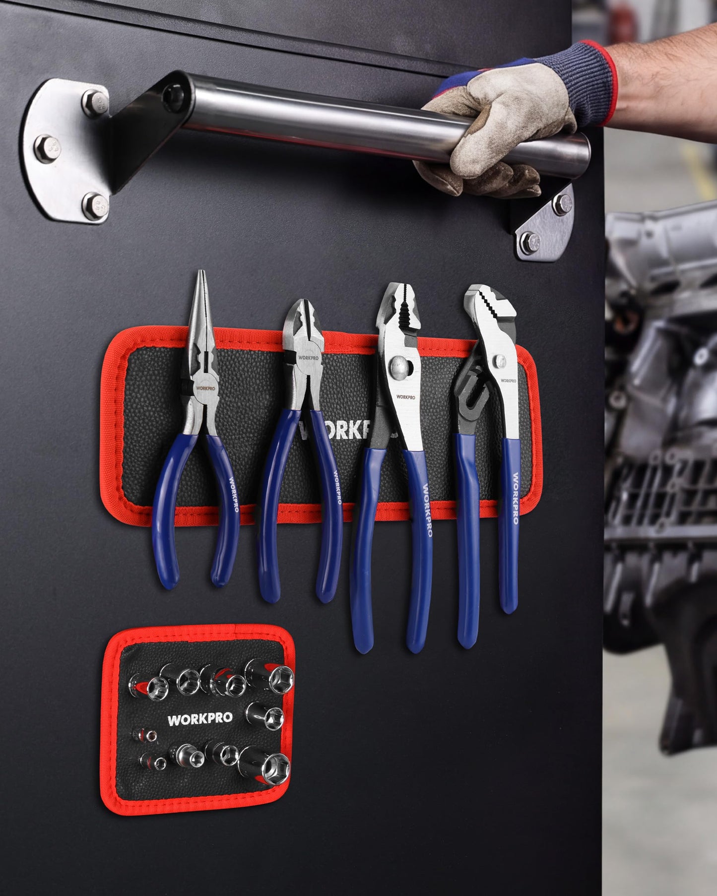 WORKPRO 2-Piece Magnetic Tool Mat, Flexible Magnetic Tool Holder Tray with PVC Surface for Garage, Workshop and Auto Repair