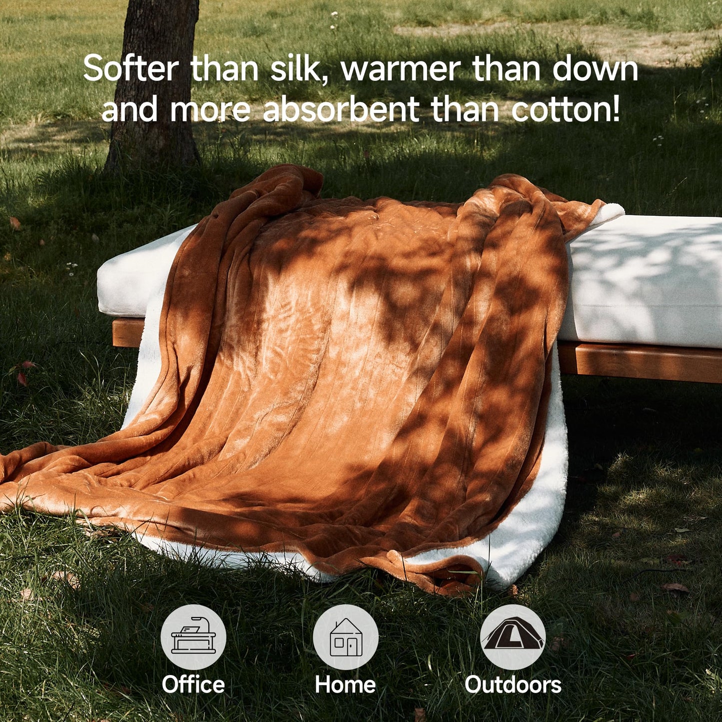 GOTCOZY Heated Blanket Electric Throw 50''X60''- Soft Silky Plush Electric Blanket with 4 Heating Level & 3 Hour Auto Off Heating Blanket, ETL Certified Machine Washable (Green)